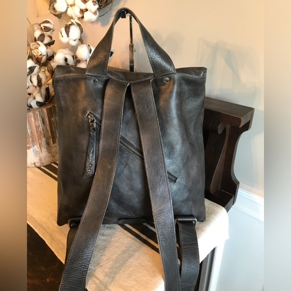 Bed Stu Howie Leather Backpack Black Grey Rustic Rustic Retail $365 - Picture 2 of 14
